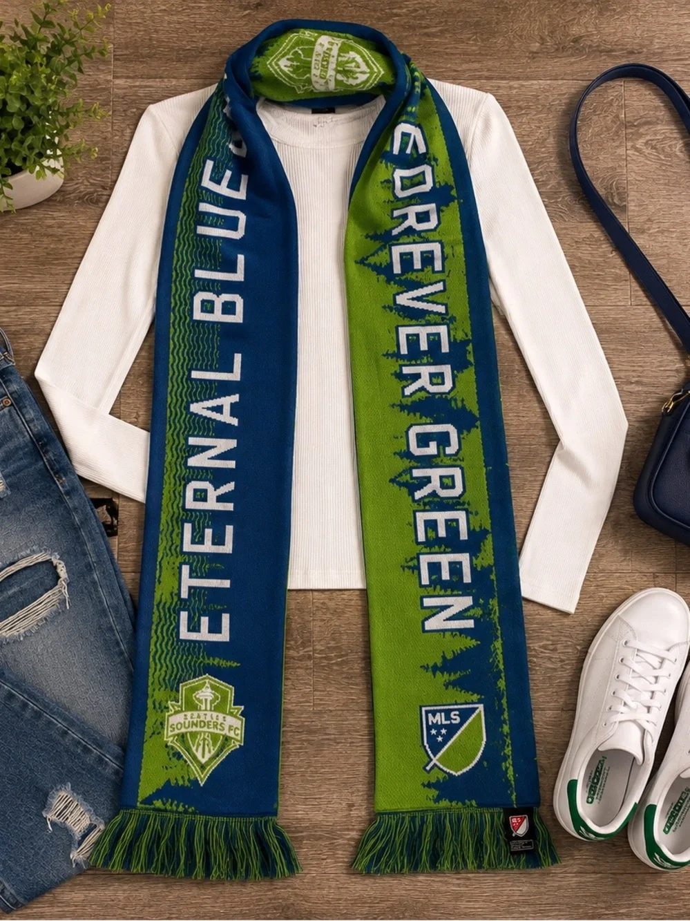 Seattle Sounders FC Eternal Blue Forever Green MLS Soccer Scarf 💚💙⚽